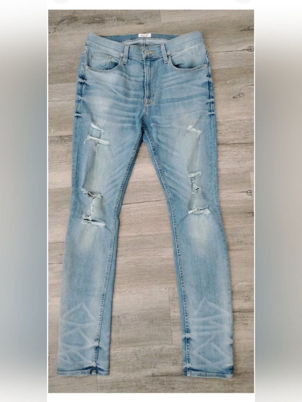 Hudson Jeans Sartor Slouchy Skinny Ripped Distressed Medium/Light Size 31 Men's